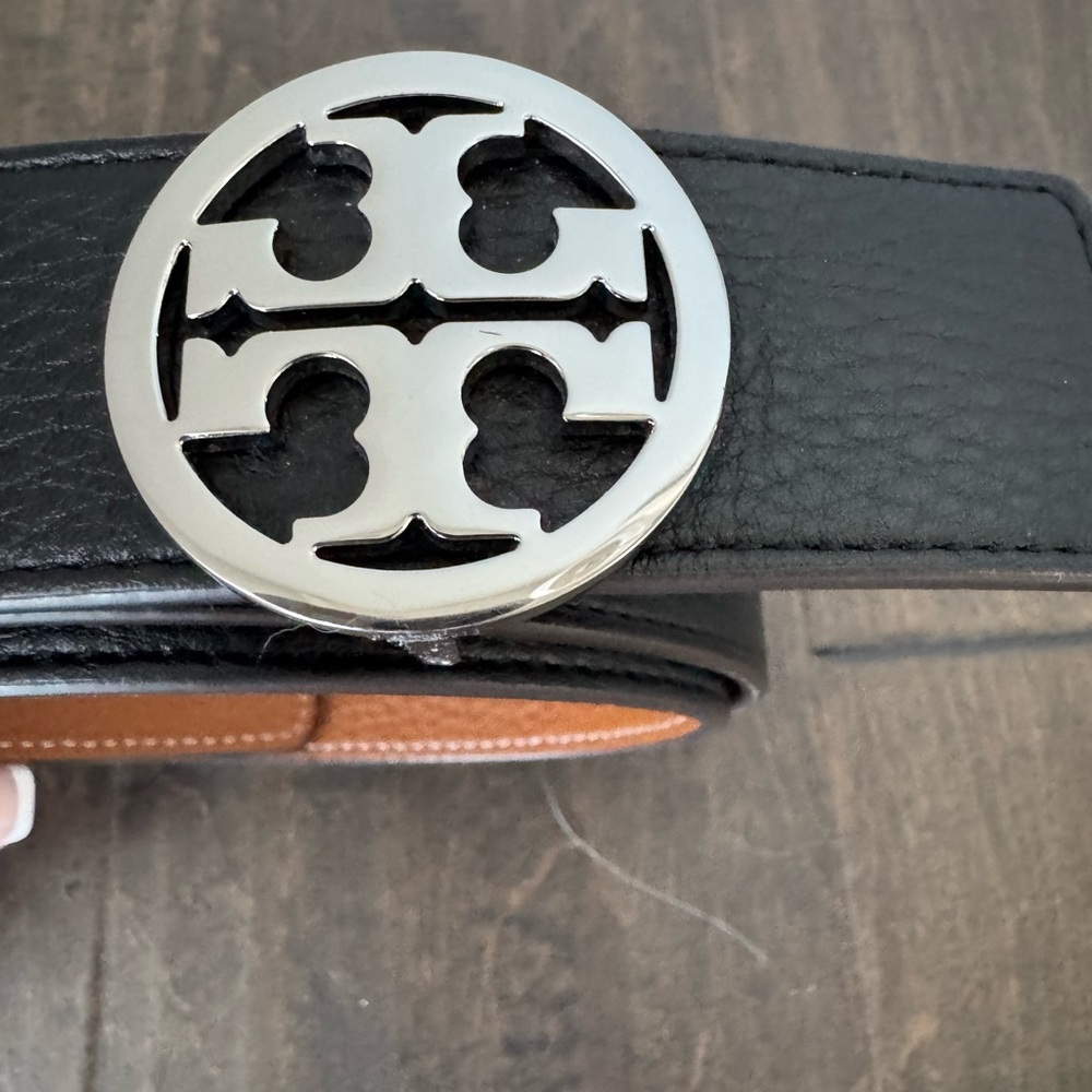 Tory Burch Black Belt with Silver Buckle